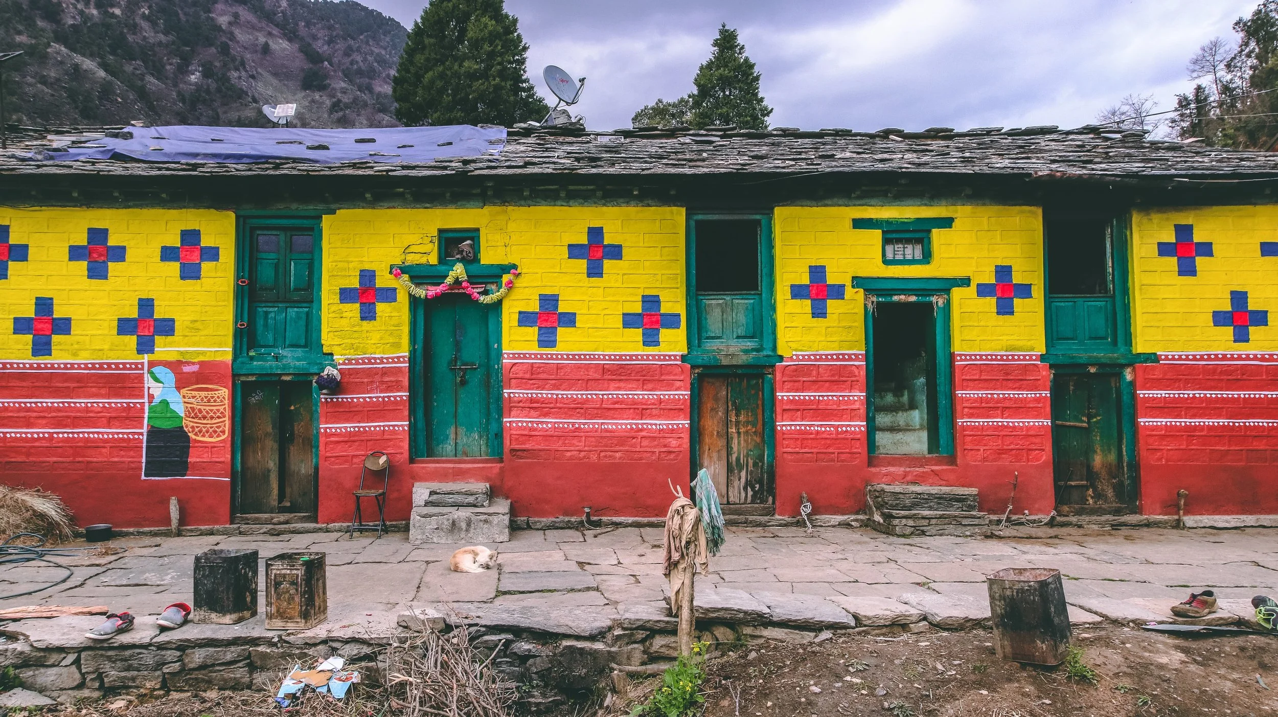 A painted village house in Uttarakhand